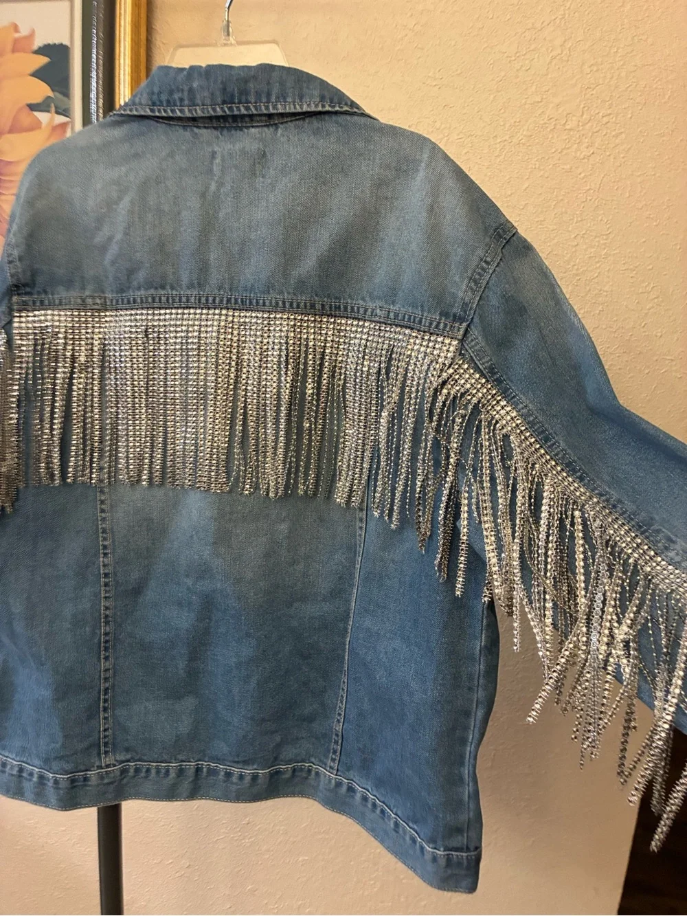 The Childrens Place Light Denim Jacket with with Fringe